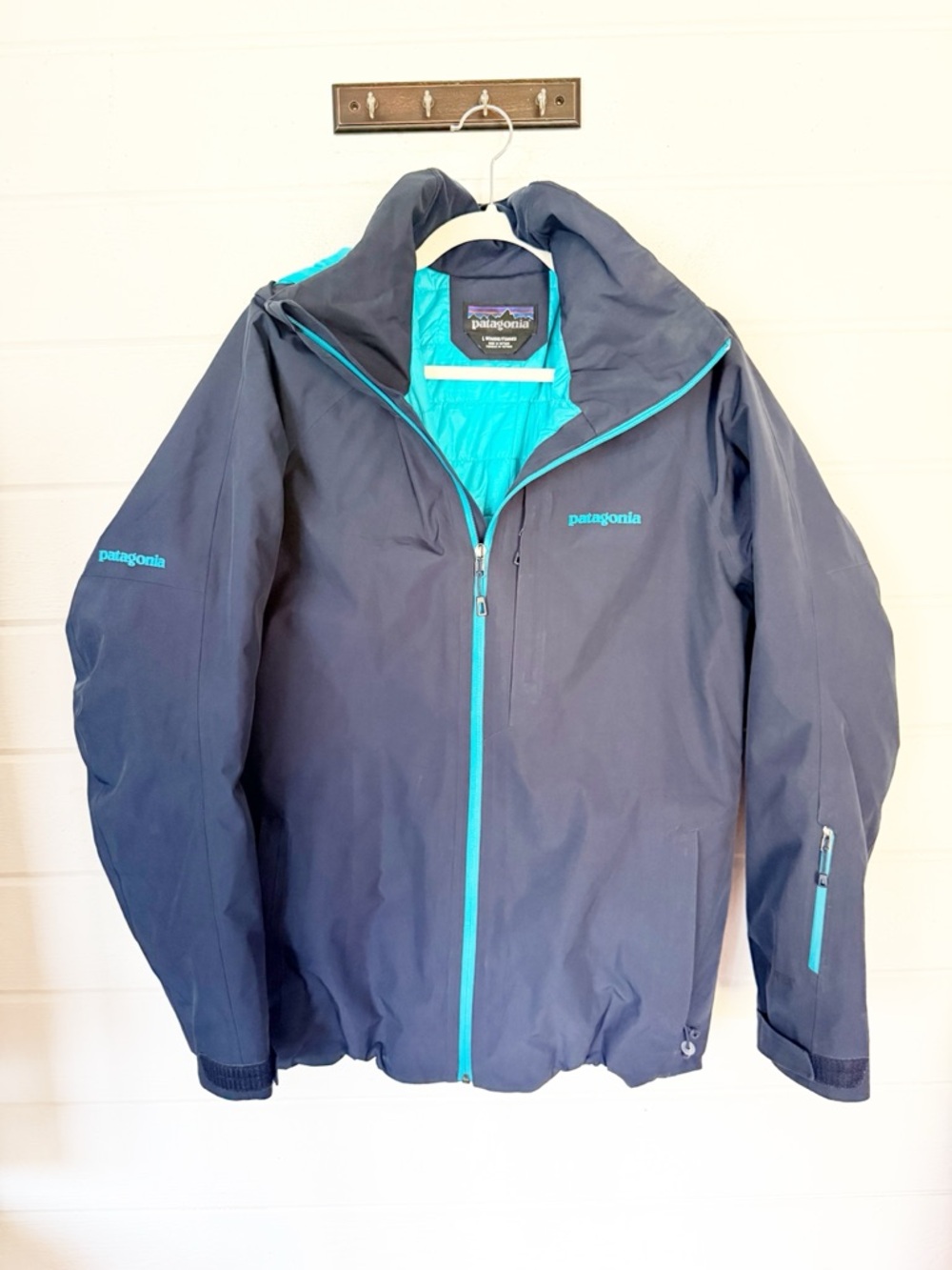 Patagonia Gore-Tex Waterproof Insulated Ski Snowboard Jacket Blue Teal Women’s L - Picture 3 of 10